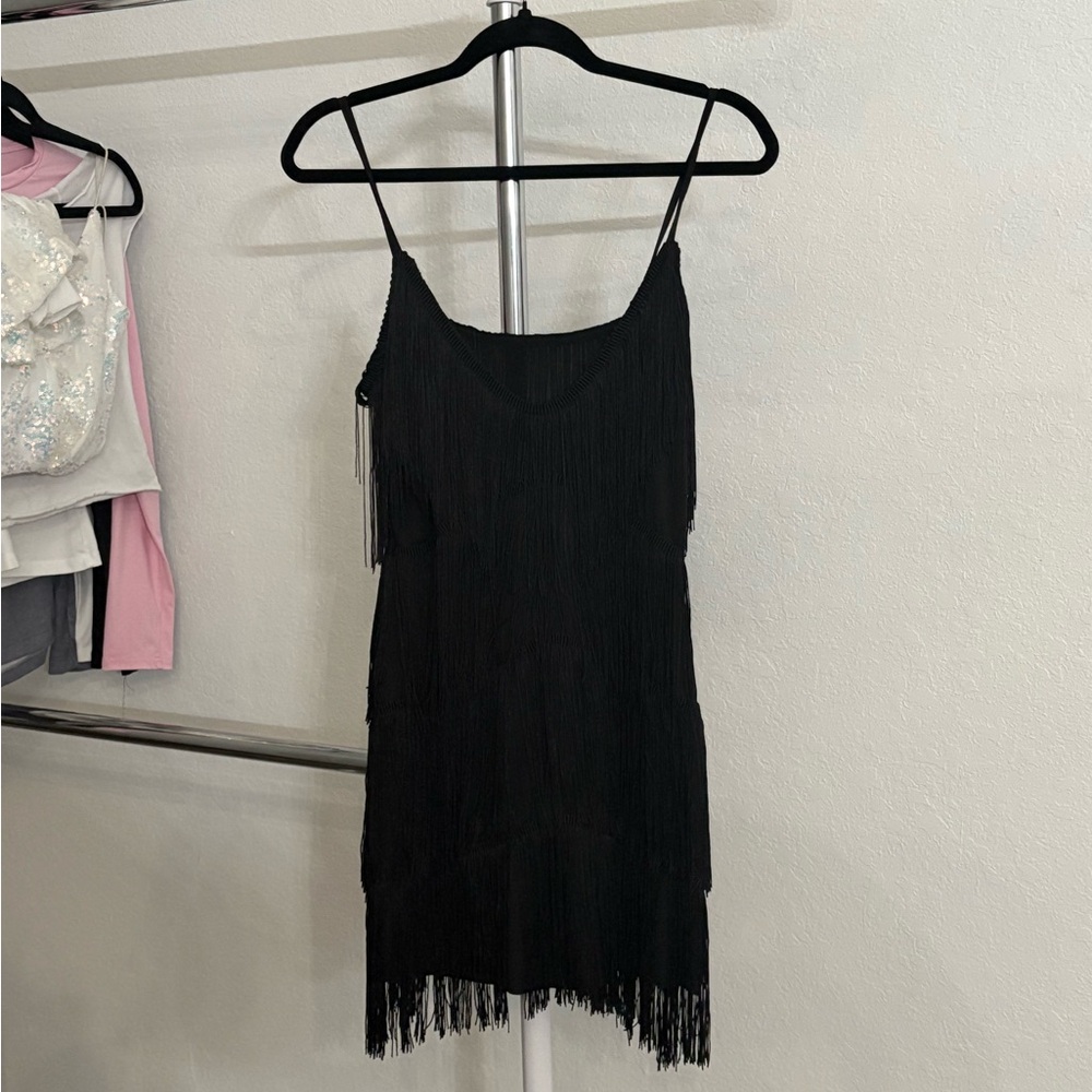 Amazon Black Fringe Midi Dress